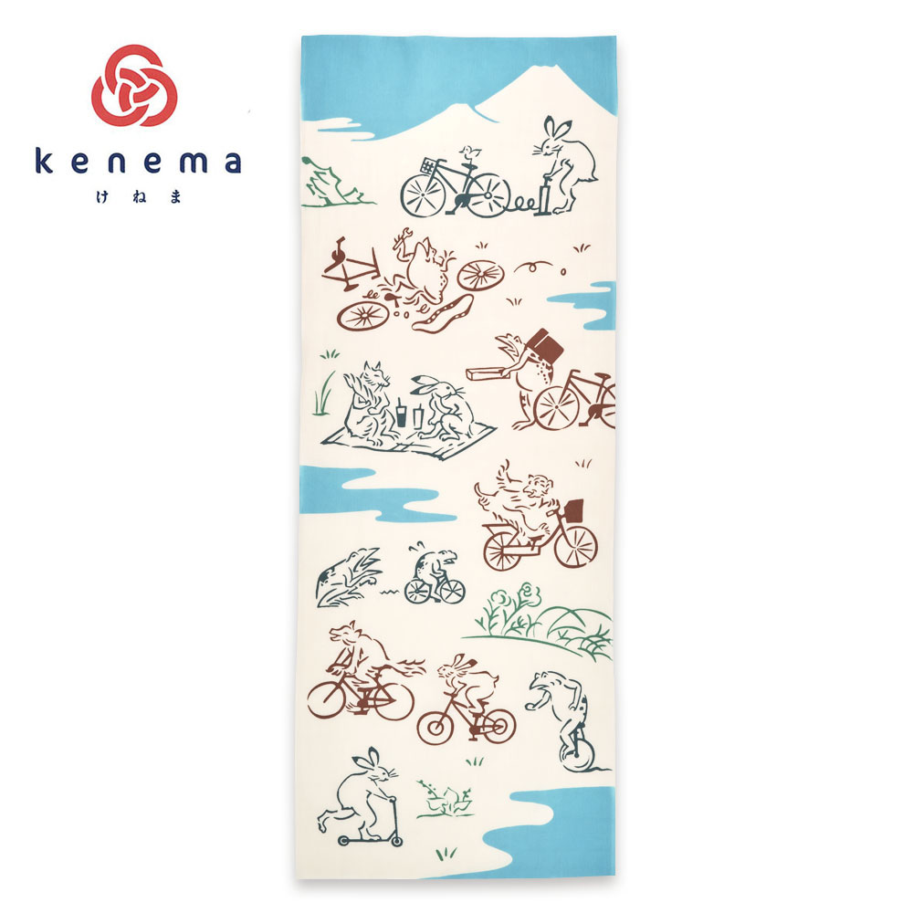 注染手ぬぐい 日本製 気音間 手ぬぐい 【鳥獣戯画/自転車】 風呂敷は京都のいーふろしきや