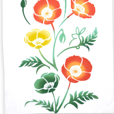 気音間手ぬぐい　恋とポピー