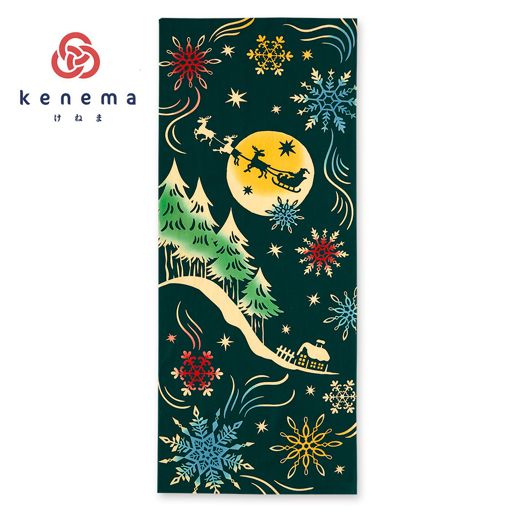 気音間手ぬぐい　ムーンライトクリスマス