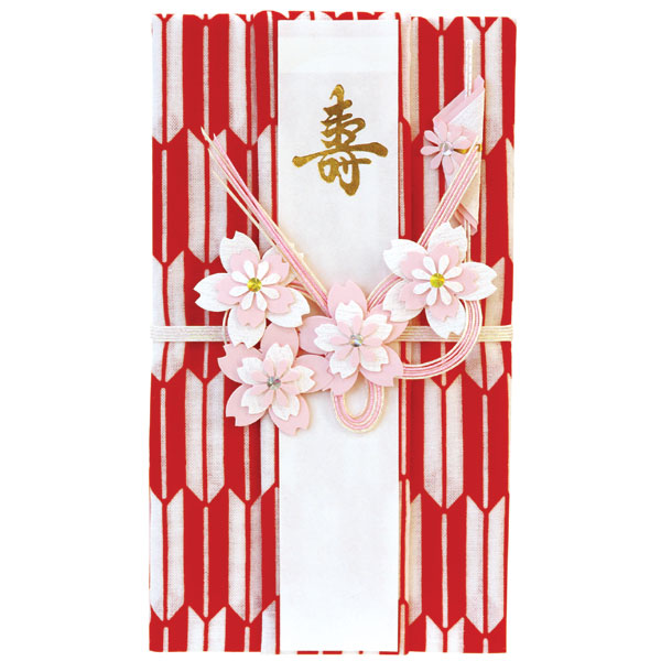 手拭い祝儀袋　かすり矢絣赤